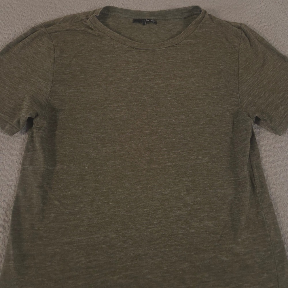 Oak + Fort Top Womens XS Olive Slub Knit Short Sleeve Crew Neck Basic Shirt Tee